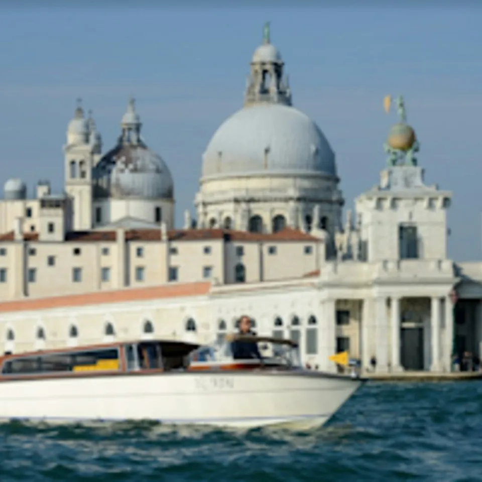 Water taxi on the Grand Canal beside Santa Maria della Salute
