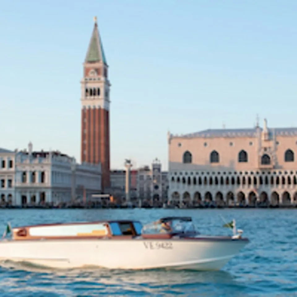 Water taxi crossing in front of St Mark’s waterfront